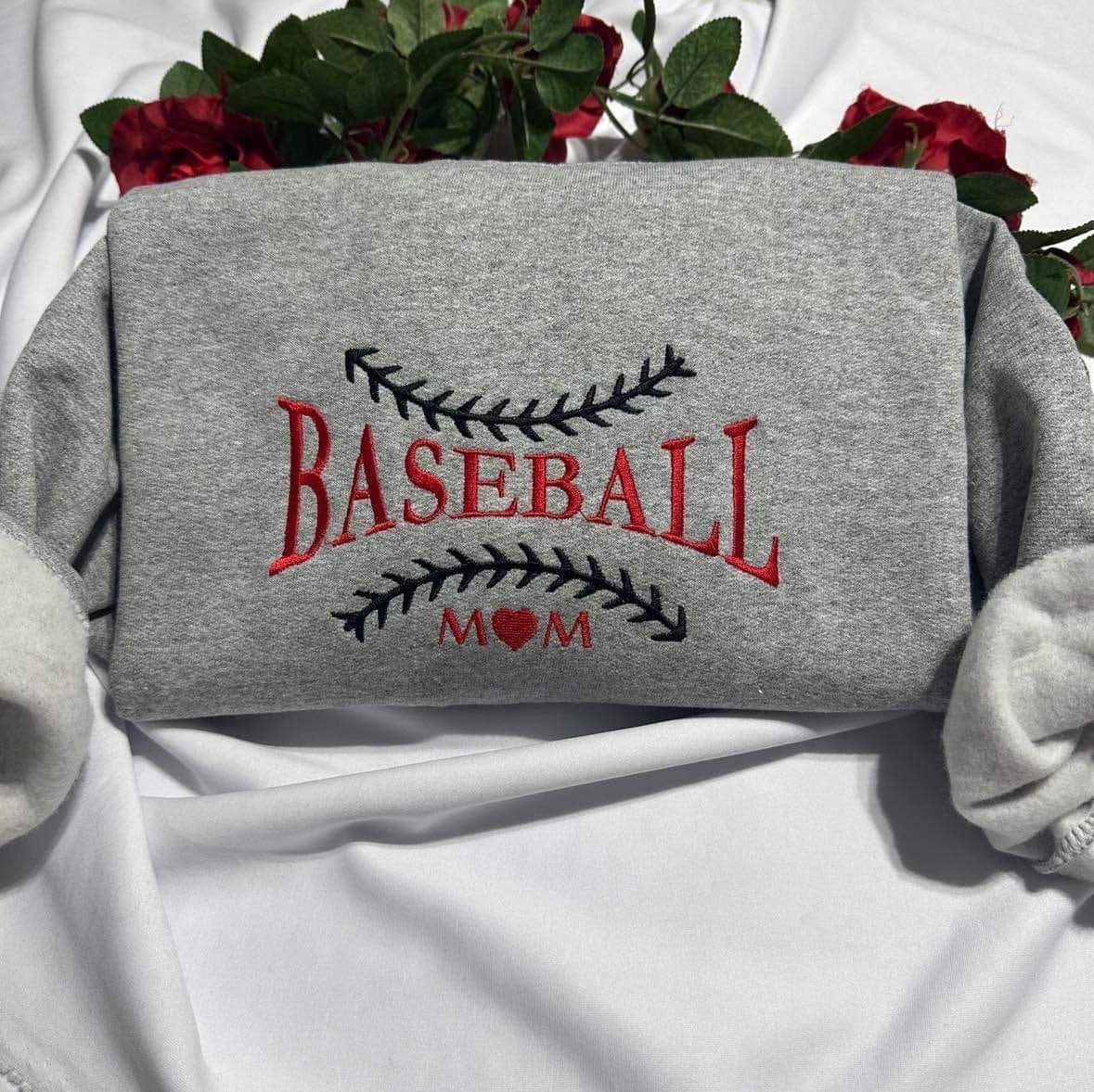 Baseball mom embroidered sweatshirt; Baseball lover gift for her/mom embroidered crewneck